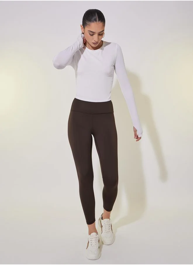 ستايلي Solid Elasticized Waistband Cropped Leggings