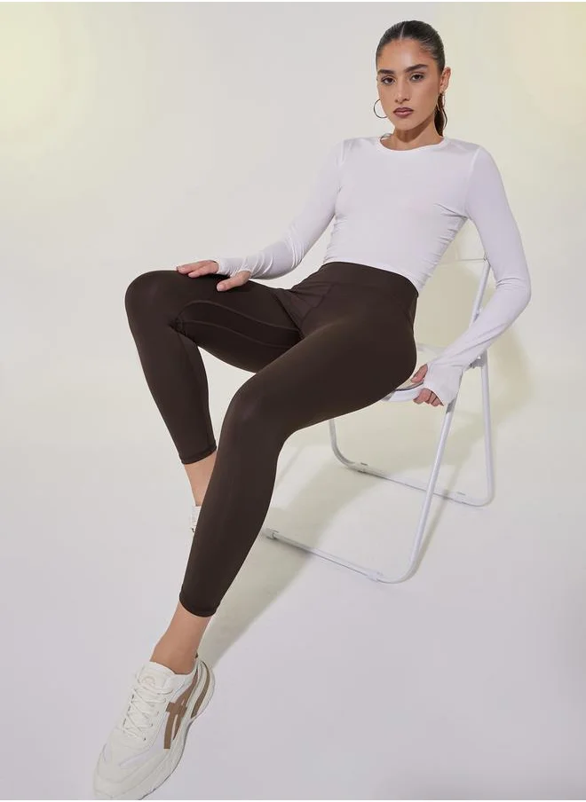 ستايلي Solid Elasticized Waistband Cropped Leggings