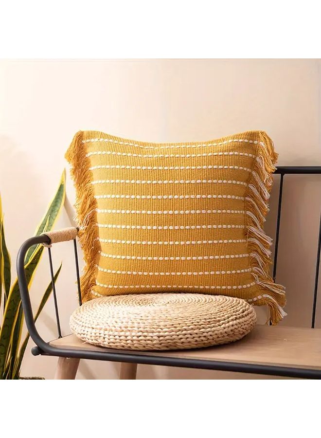 Tangerine Jacqard Woven Solid Striped Pillowcase For Sofa Living Room - Image 5