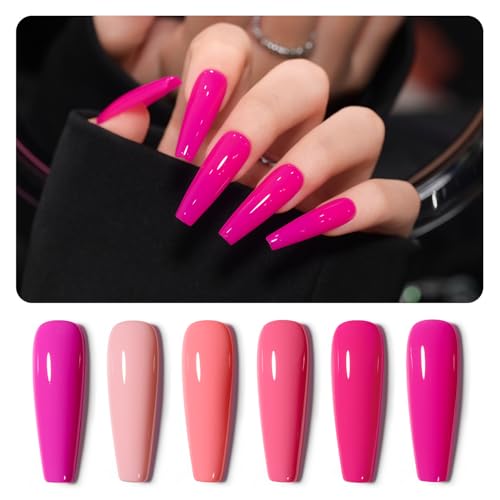 GAOY Hot Pink Gel Nail Polish, Baby Pink Peony Neon Gel Polish Kit for Salon Manicure and Nail Art DIY at Home, Gift for Women - Image 1