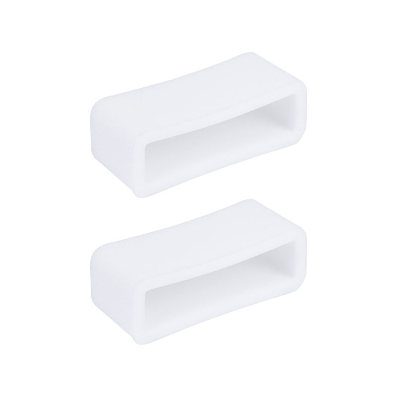 2Pcs 22MM Silicone Strap Rings Durable Watch Band Rings Wristwatch Strap Movable Rings Positioning Buckles (White) - Image 1