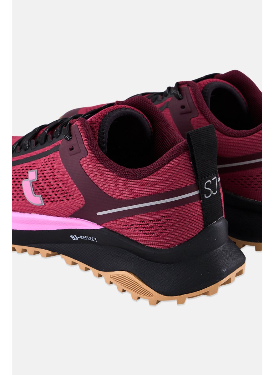 SJ Women Brand Logo Lace Up Running Shoes, Maroon  - Image 3
