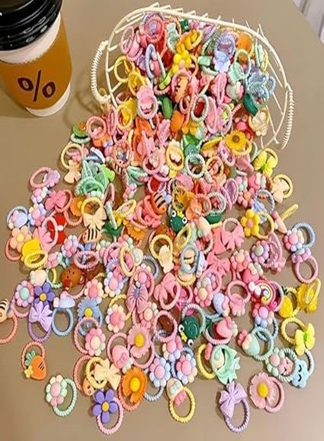 SUNBEET Hair Bands with Cartoon Characters Stickers Elastic Rubber Bands Hair Accessories |Fancy Design Toddler | Multicolor for Baby Girls and Kids (30, Multicolour) - Image 1