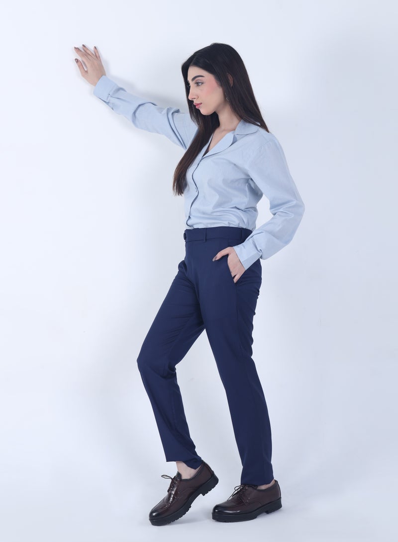 Ambittrends Notch Collar Button Down Shirt - Ice Blue - Image 2