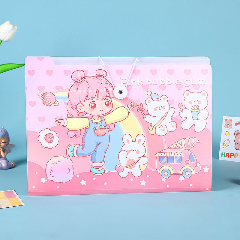Cartoon Cute Student Organ Bag Large Capacity Test Paper Storage Folder Multi-Layer Transparent Insert Bag Pp Plastic File Bag - Image 4