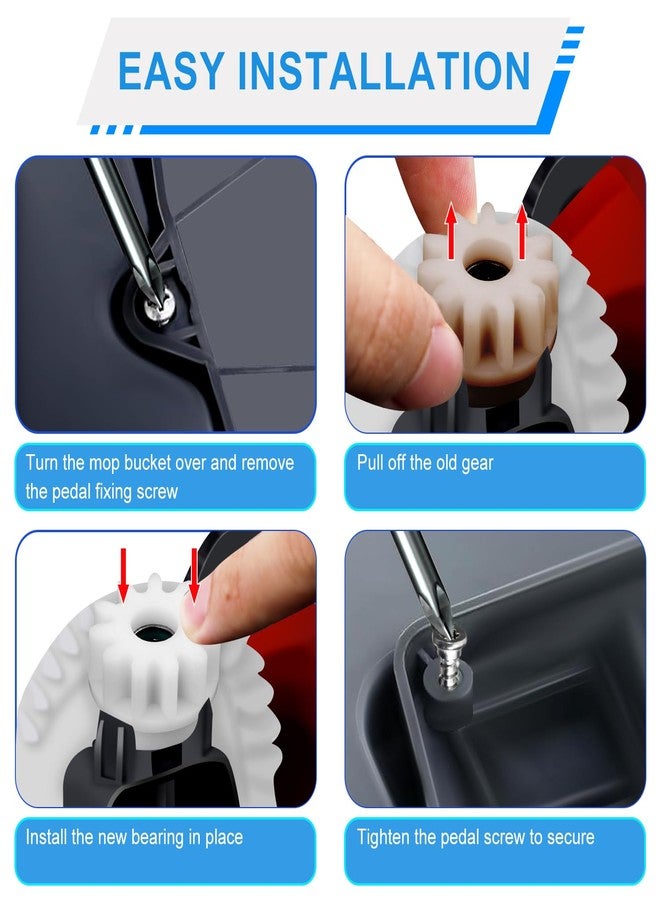 PEUTIER 4pcs Spin Mop Replacement Parts, Spin Bucket Mop Clutch Bearing Gear Sprockets Repair Replacement Mop Pedal Broom Spin Replacement for O-Cedar, Vileda and More Rotation Mop - Image 4
