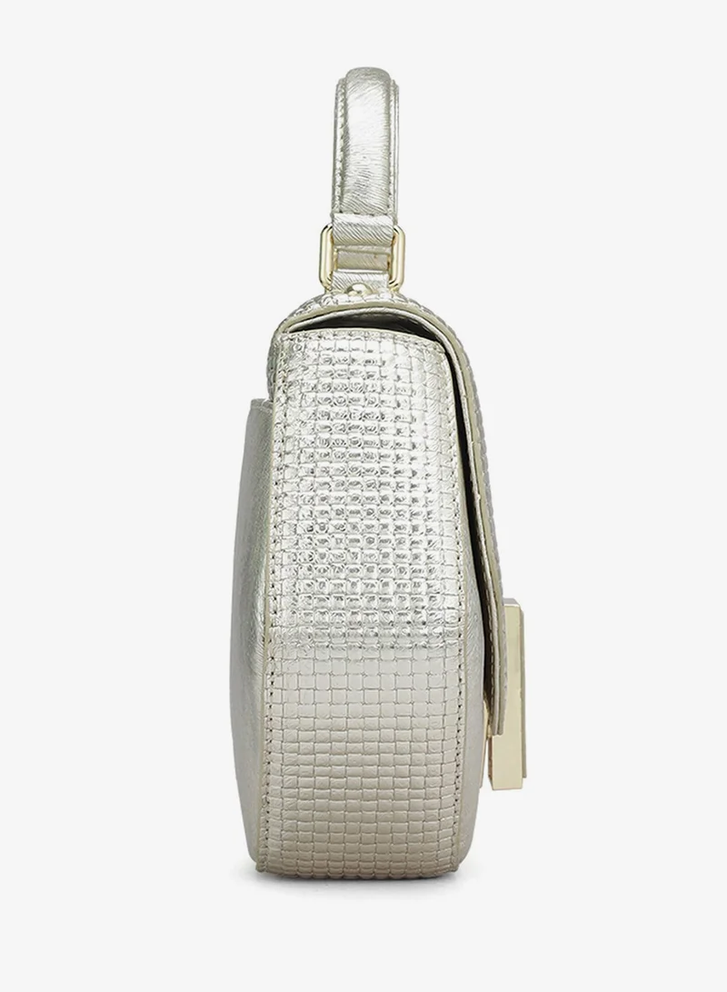 Da Milano  Small Metallic Leather Satchel - Gold for Women | Best Price UAE