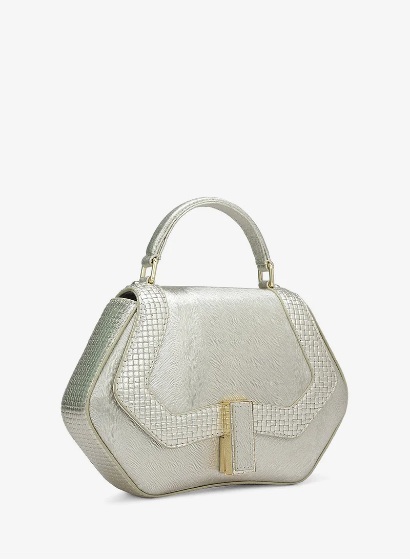 Da Milano  Small Metallic Leather Satchel - Gold for Women | Best Price UAE