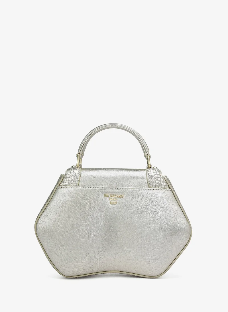 Da Milano  Small Metallic Leather Satchel - Gold for Women | Best Price UAE