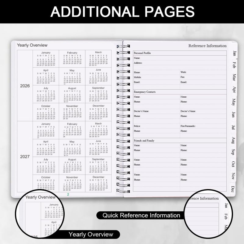 Cheericome Planner 2026-2027, Monthly Weekly Planner Runs January 2026 to June 2027, 26-27 Planners with PP Cover and Elastic Bond, 18 Month, Black Monthly Planner Calendar - Image 4