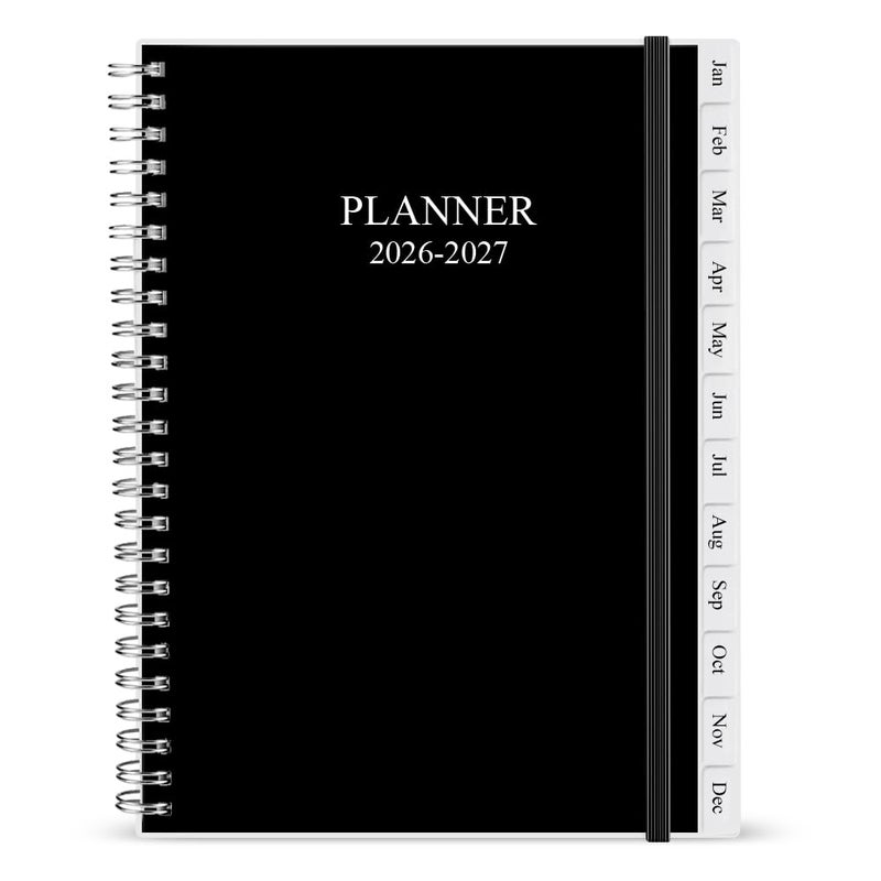 Cheericome Planner 2026-2027, Monthly Weekly Planner Runs January 2026 to June 2027, 26-27 Planners with PP Cover and Elastic Bond, 18 Month, Black Monthly Planner Calendar - Image 1