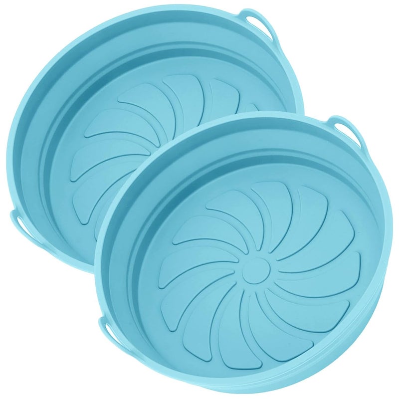 BGVM Silicone Air Fryer Liners NonStick Easy Clean Air Fryer Mats Parchment Paper Replacement for Air Fryer Basket Steaming Oven Baking 2 Sky Blue