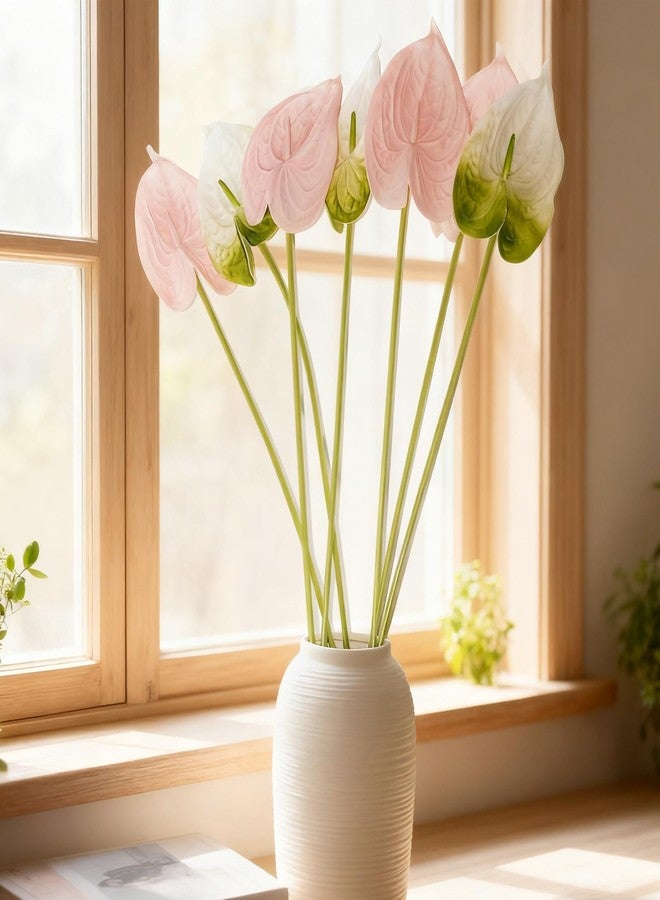 Featuman Green Artificial Anthurium Flowers Real Touch, 4 Pcs Faux Anthurium Fake Flowers for Home Wedding, Floral Arrangement, Festival Party, Table Centerpiece 26 Inch - Image 4