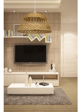 Tekno Trust 1 Bamboo, Wicker, Rattan Pendant Chandelier 35 Cm Bamboo E27 Beige  - Image 2