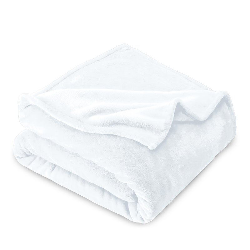 Bare Home Fleece Blanket  Extra Long  White  Lightweight Throw for Bed Sofa Couch Movie Night Camping and Travel  Microplush  Cabin Blanket TwinTwin XL White