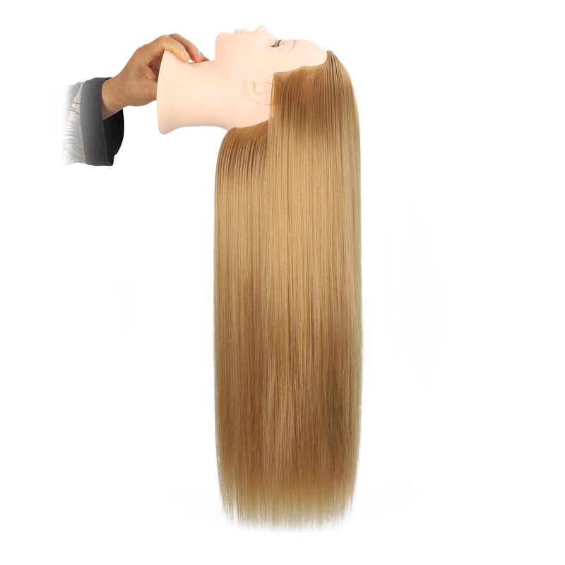 Pinzer Mannequin Head with Synthetic Fiber Hair - Straight, 28" Doll Head for Cosmetology & Hairdresser (#27 Blonde) - Image 5
