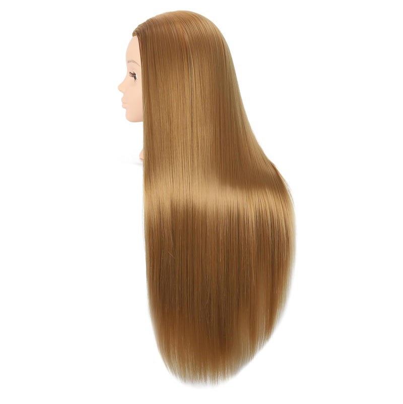 Pinzer Mannequin Head with Synthetic Fiber Hair - Straight, 28" Doll Head for Cosmetology & Hairdresser (#27 Blonde) - Image 3