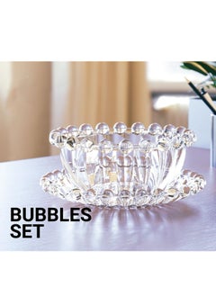 Reko Glass Dessert Bowls 6 piece with Saucer - Glass Ice Cream Cups  - Image 2