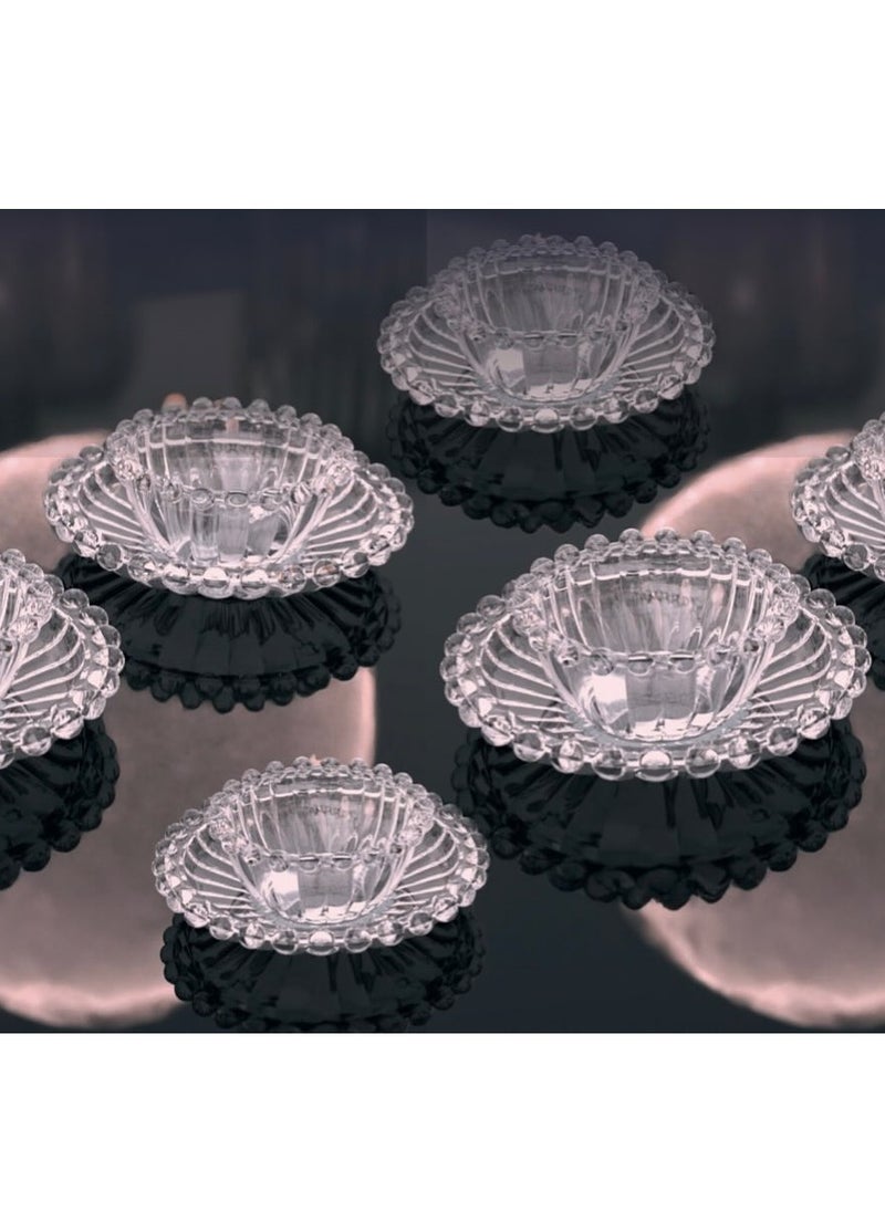 Glass Dessert Bowls 6 piece with Saucer - Glass Ice Cream Cups