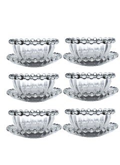 Reko Glass Dessert Bowls 6 piece with Saucer - Glass Ice Cream Cups  - Image 1