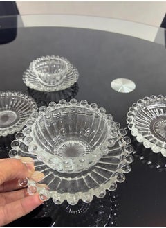 Reko Glass Dessert Bowls 6 piece with Saucer - Glass Ice Cream Cups  - Image 3