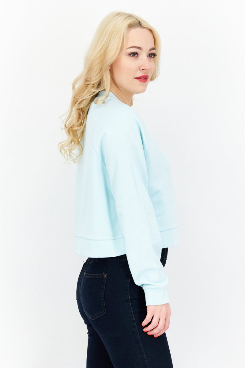 Lyle & Scott Women Crew Neck Long Sleeve Sweatshirt, Light Aqua - Image 2