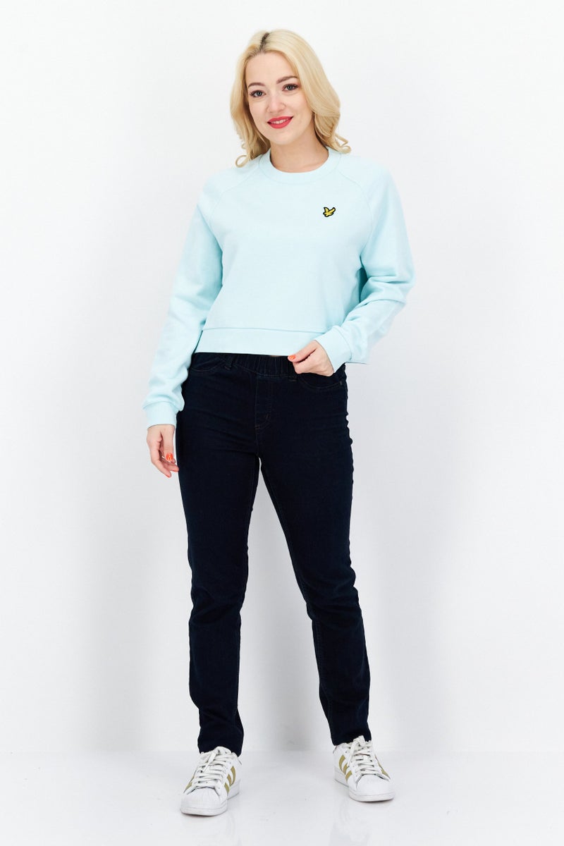 Lyle & Scott Women Crew Neck Long Sleeve Sweatshirt, Light Aqua - Image 3