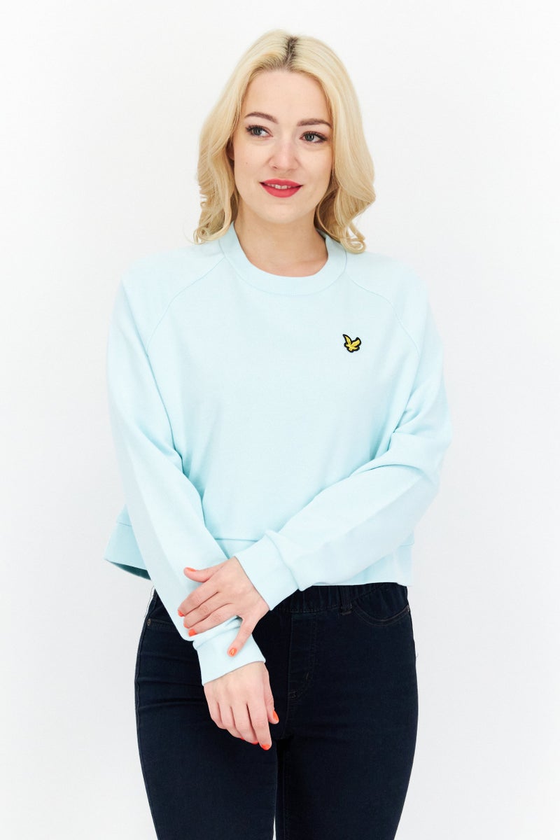 Lyle & Scott Women Crew Neck Long Sleeve Sweatshirt, Light Aqua - Image 1