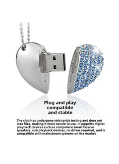 Generic Crystal USB Flash Disk Brick-inlaid Heart-shaped USB Flash Disk 32G Creative Jewelry 64G Brick Gift USB Flash Disk High Speed 3.0logo-Color:Purple-Capacity:USB3.0/8GB  - Image 4