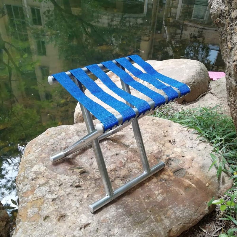 Hebrew Steel Folding Chair Stool Foldable Garden Chair Comfort Fishing Stool Collapsible Camping Mini Portable Stool Outdoor for Camping Fishing Travel Or Beach - Image 2