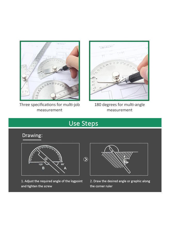NIBEMINENT 180 Degree Rotary Protractor Angle Finder Measuring Ruler Multicolour 25.50 x 1 7cm - Image 1