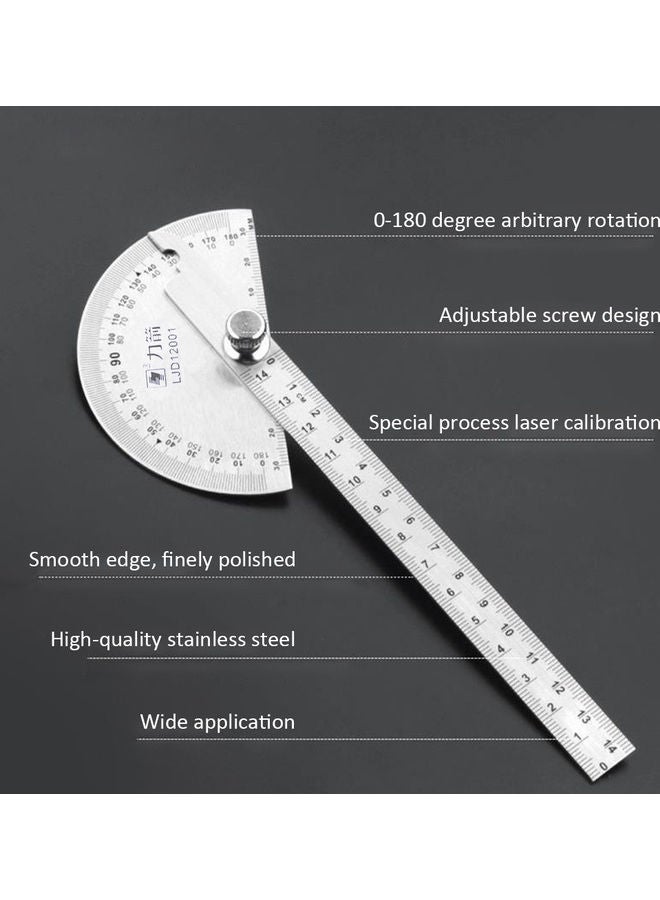 NIBEMINENT 180 Degree Rotary Protractor Angle Finder Measuring Ruler Multicolour 25.50 x 1 7cm - Image 2