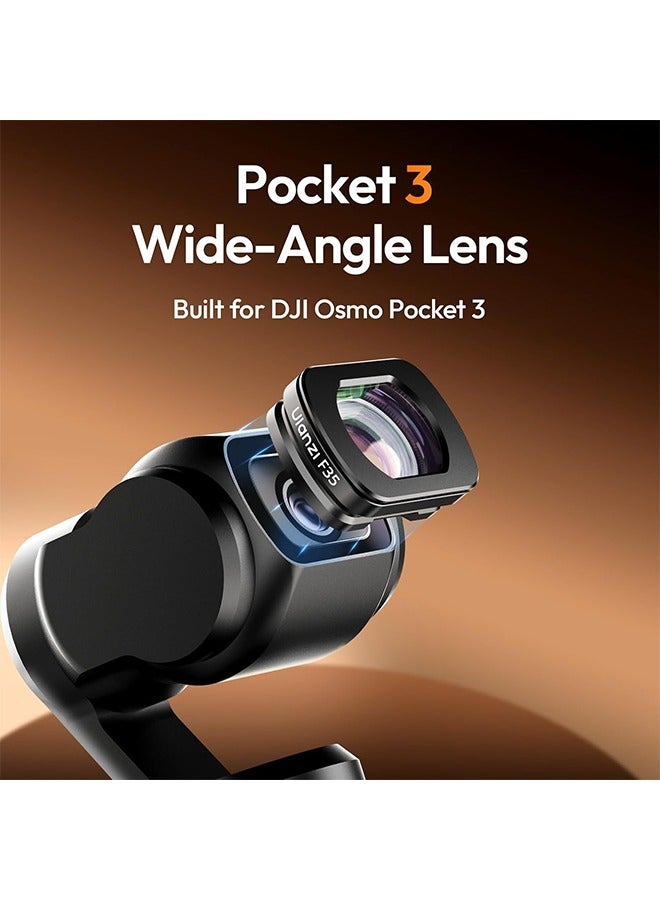 Ulanzi ULANZI F35 Pocket 3 Wide Angle Lens, 112° Wide-Angle Lens Compatible with DJI Osmo Pocket 3 Accessories, Magnetic Attach/Double-Sided Coated/HD Optical Glass - Image 2