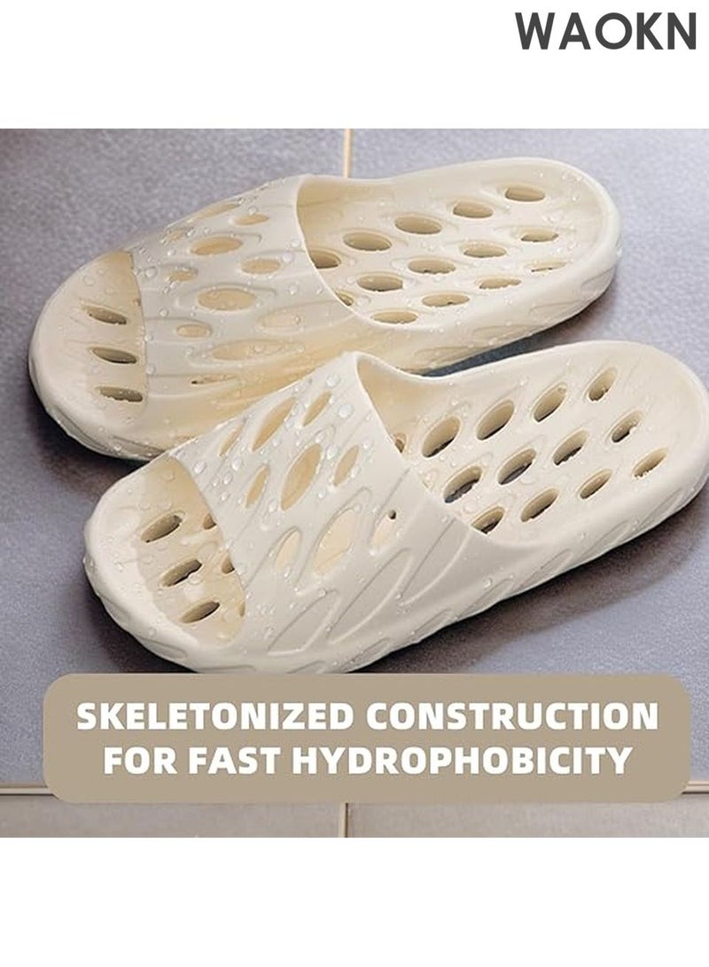 دبليو أيه أو كي أن نعال بتصميم مجوف للرجال والنساء - صنادل سهلة الارتداء مع دعم للقوس - أحذية منزلية خفيفة الوزن للغاية للاستخدام الداخلي والخارجي - أحذية مريحة غير رسمية للاسترخاء واليوغا والسفر (اللون: أبيض حليبي، المقاس: 36-37، الطول الداخلي: 235 مم) - Image 3