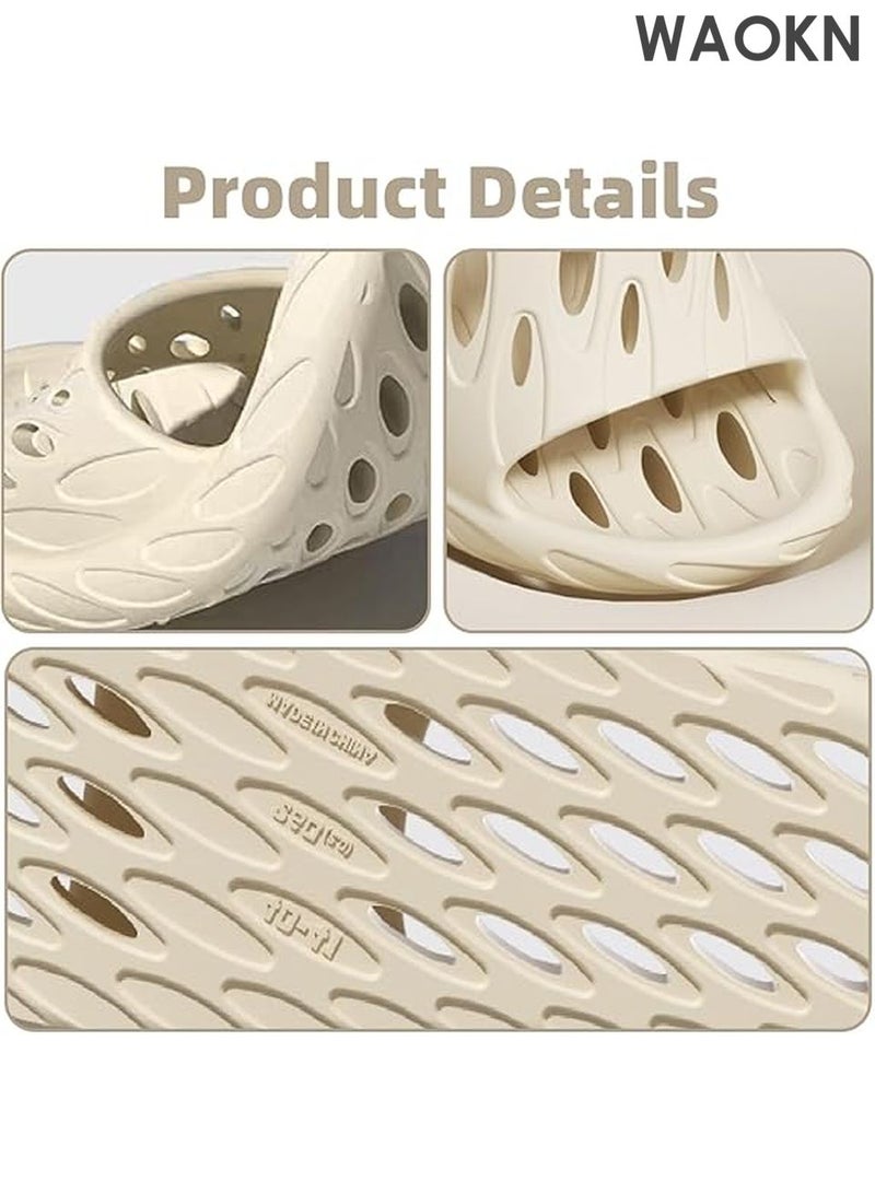 دبليو أيه أو كي أن نعال بتصميم مجوف للرجال والنساء - صنادل سهلة الارتداء مع دعم للقوس - أحذية منزلية خفيفة الوزن للغاية للاستخدام الداخلي والخارجي - أحذية مريحة غير رسمية للاسترخاء واليوغا والسفر (اللون: أبيض حليبي، المقاس: 36-37، الطول الداخلي: 235 مم) - Image 2