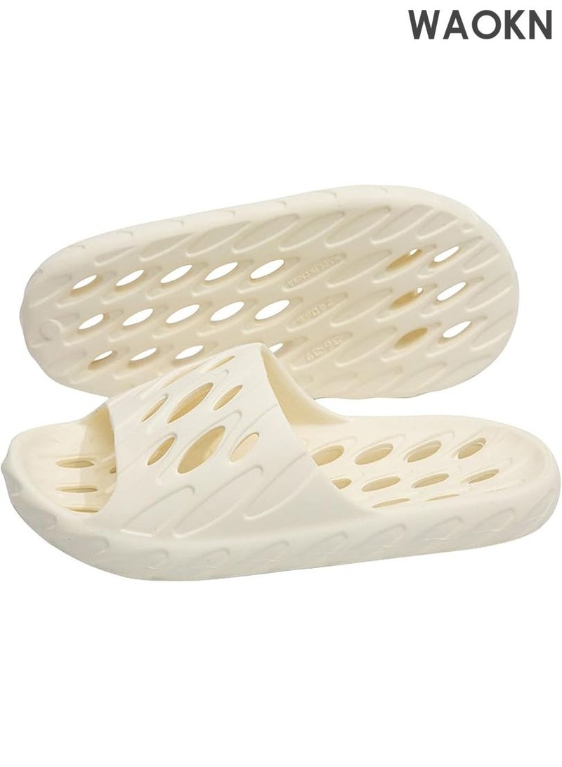 دبليو أيه أو كي أن نعال بتصميم مجوف للرجال والنساء - صنادل سهلة الارتداء مع دعم للقوس - أحذية منزلية خفيفة الوزن للغاية للاستخدام الداخلي والخارجي - أحذية مريحة غير رسمية للاسترخاء واليوغا والسفر (اللون: أبيض حليبي، المقاس: 36-37، الطول الداخلي: 235 مم) - Image 1