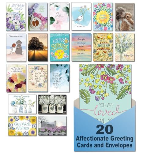 Leanin' Tree, Words of Hope and Healing, Greeting Cards Assortment Box, Get Well Cards, Thinking of You Cards, Blank Cards (20 Cards, 22 Envelopes) - Image 1