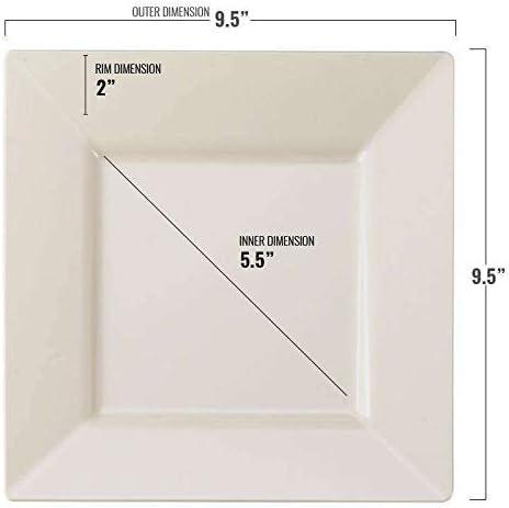 kaya أطباق عشاء مربعة أنيقة باللون العاجي 95 عبوة من 10 - Image 3