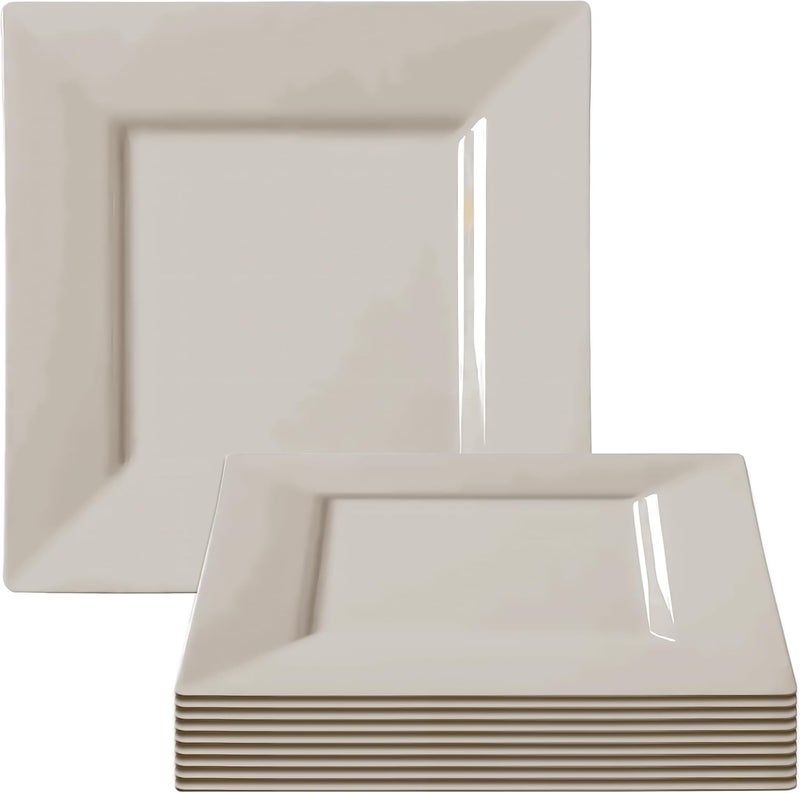 kaya أطباق عشاء مربعة أنيقة باللون العاجي 95 عبوة من 10 - Image 1