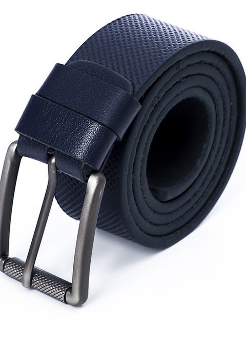 Men's Leather (1025) Designer Belt with Fashion Comfort Click Buckle Exact Fit .navy blue