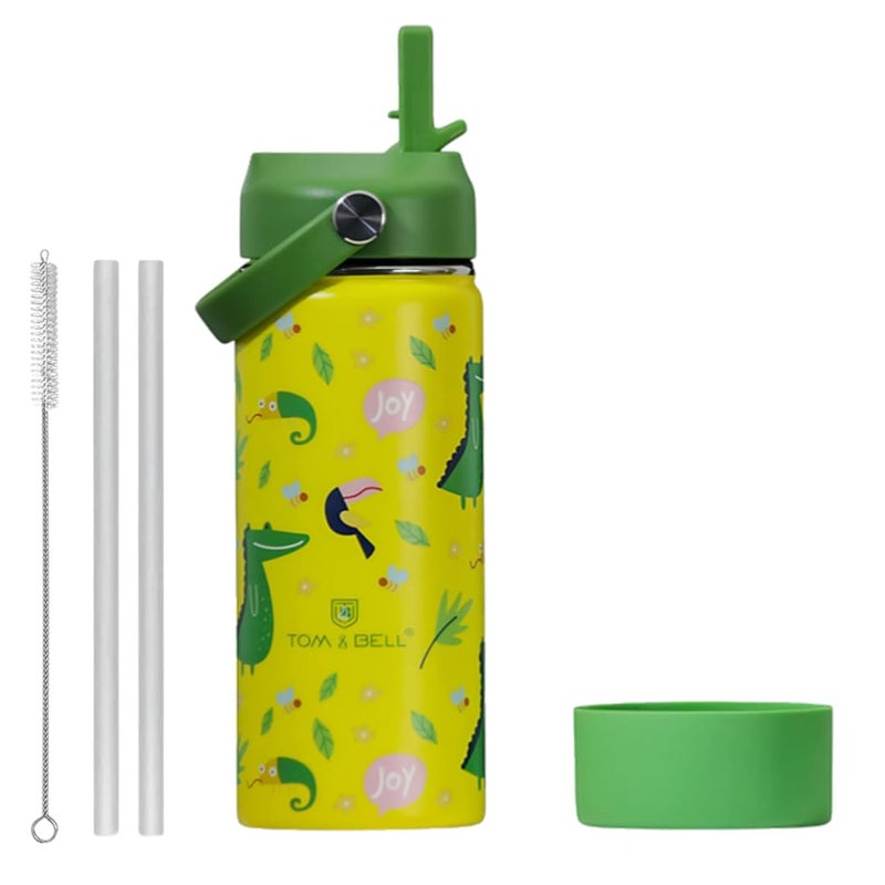TOM  BELL Insulated Water Bottle for Kids 500ml,Double Wall Water Bottle for School, Sipper Bottle,Hot and Cold, Premium 304 Stainless Steel (toucan, 500ml) - Image 1