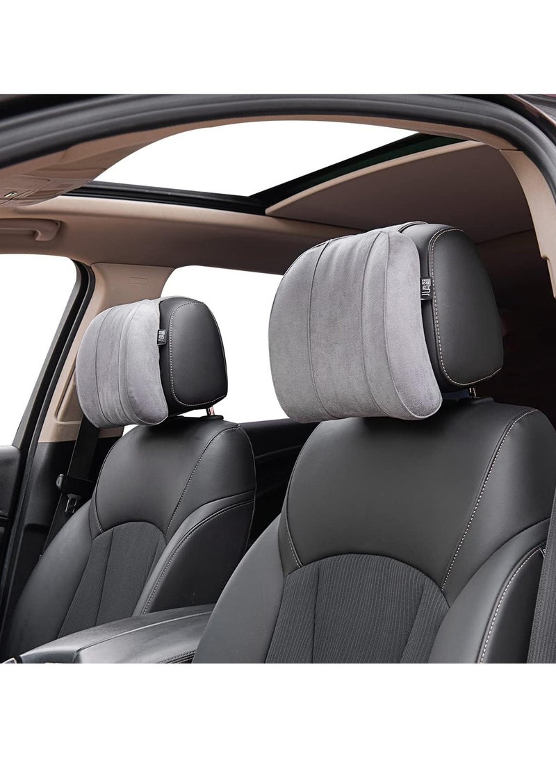 AGC Ergonomic Neck Support Cushion for Driving & Travel Memory Foam Car Headrest Pillow - Breathable Fabric, Adjustable Strap, Universal Fit for Cars, Office Chairs & Home HC-1012 Grey - Image 5