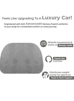 AGC Ergonomic Neck Support Cushion for Driving & Travel Memory Foam Car Headrest Pillow - Breathable Fabric, Adjustable Strap, Universal Fit for Cars, Office Chairs & Home HC-1012 Grey - pzsku/ZA92EF453A184BC4528E4Z/45/1741171541/a1779939-046c-472c-951f-0c779f99c9dc