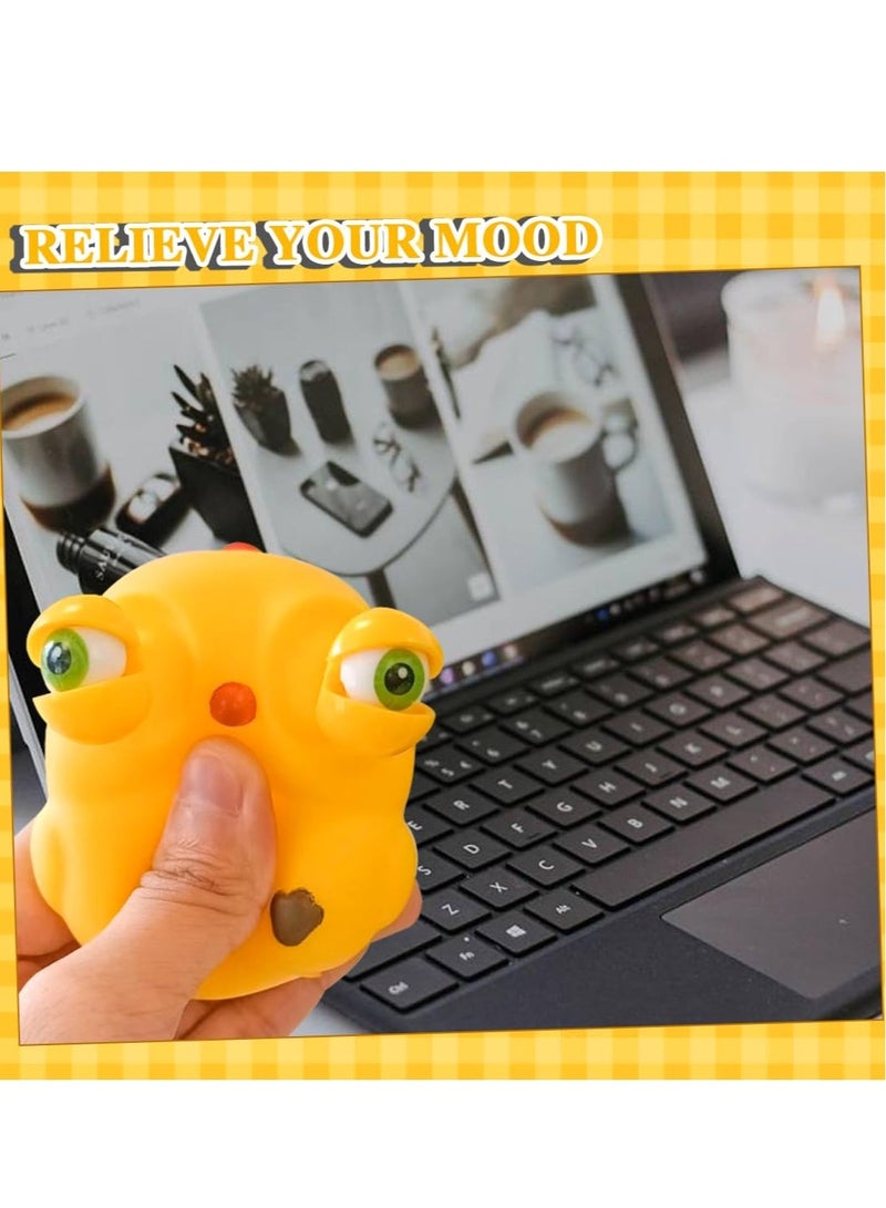 Excefore Chicken Squeeze Toys, 2 Pcs Funny Stress Relief Squishy Toys, with Pop Out Eyes, Funny Stretch Animal Splat Toys, Squeeze Stress Relief Toys for Adults, for Kids and Adults - Image 2