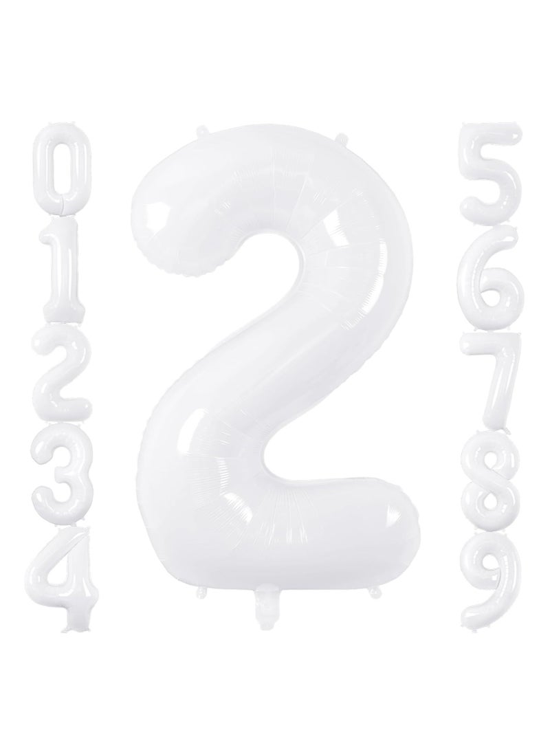 ThePartyPopper White Number Balloons 40 Inch Helium Number 2 Balloon for Birthday Party Anniversary Decoration  - Image 1