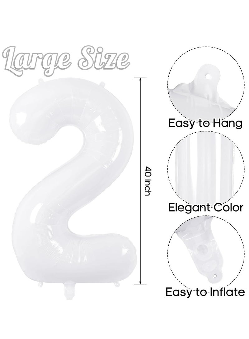 ThePartyPopper White Number Balloons 40 Inch Helium Number 2 Balloon for Birthday Party Anniversary Decoration  - Image 2