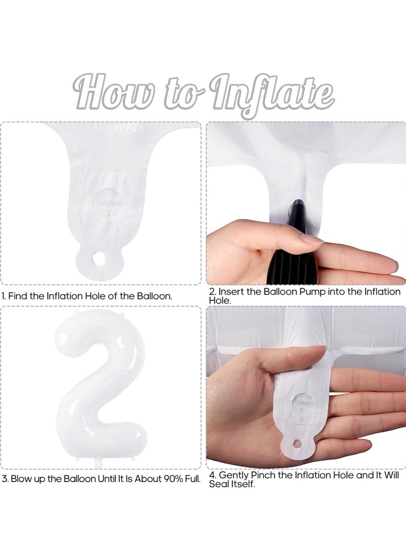 ThePartyPopper White Number Balloons 40 Inch Helium Number 2 Balloon for Birthday Party Anniversary Decoration  - Image 3