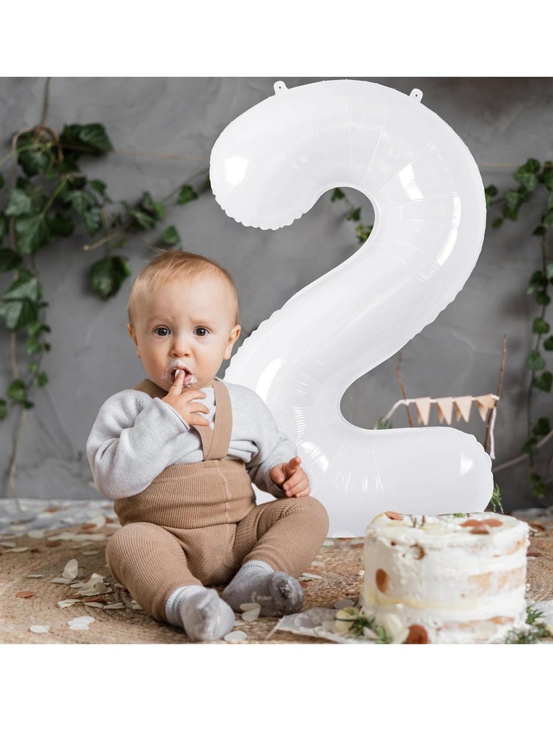 ThePartyPopper White Number Balloons 40 Inch Helium Number 2 Balloon for Birthday Party Anniversary Decoration  - Image 4
