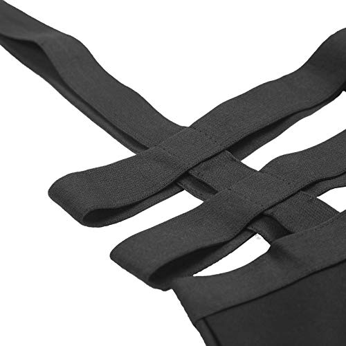 EXCHIC Women's Braces Skirt Pleated A-Line Suspender Mini Skirt (L, Black) - Image 4