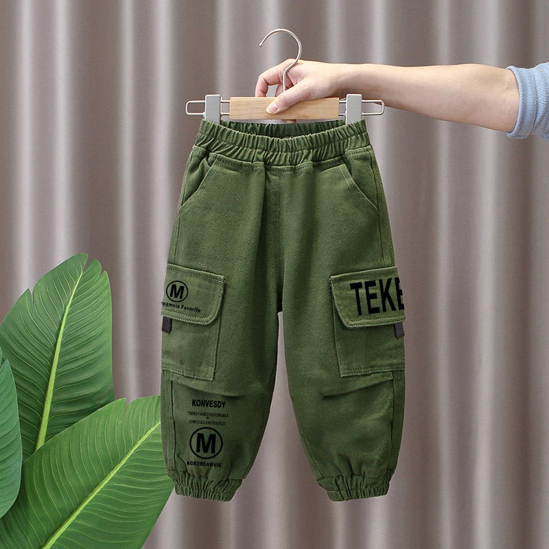 Spring Fleece-Lined Thickened Puffy Handsome Covers Large Children'S Pants Boys And Girls All-Match Trousers - Image 4